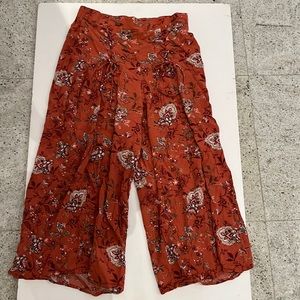 Freshman 1996 Rusty Orange Floral Wide-Leg Loose Pants with Elastic Waist